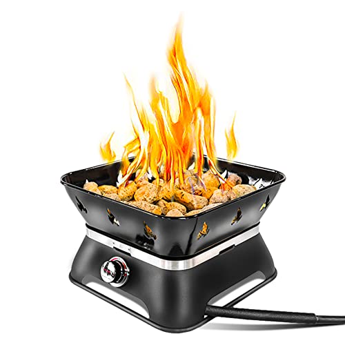 Outland Living Firecube 805 Portable 14-Inch Square Propane Gas Fire Pit  for Camping with Cover, Carry Kit and Lava Rock Stones,