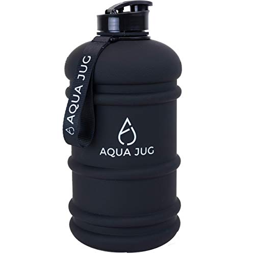 Aqua Jug Big Water Bottle, Dishwasher Safe BPA Free Drinking Water, Dark Knight Black 2.2L, Great for Gym Fitness Workout Sports Hiking and More