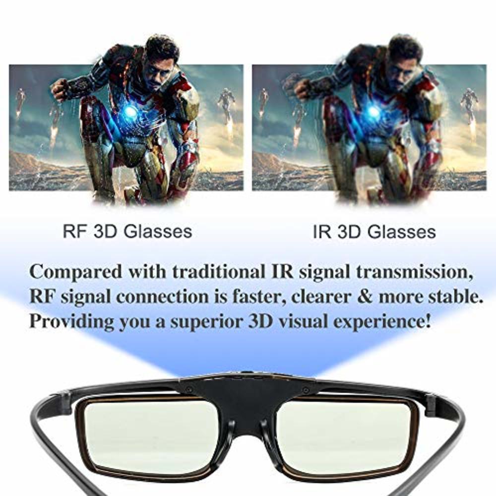 Hummingbird Grine royalty TOUMEI 3D-RF-2 RF 3D Glasses, Active Shutter RF 3D Glasses Rechargeable  Suitable for RF 3D TV Projectors, RF 3D Eyewear for Sony Epson Toshiba