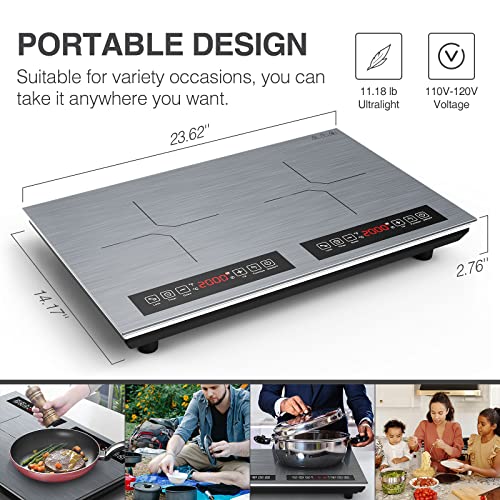 GTKZW Induction Cooktop, 110V Electric Cooktop 24 inch, LED Touch Screen Burner, Overheat Protection Function Hot Plate, 9 Temperature