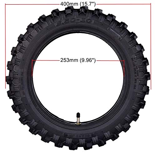 DELUXEMOTO (TM) 2.5 x10 2.5-10 Tire + Tube For SCOOTER DIRT PIT POCKET BIKE