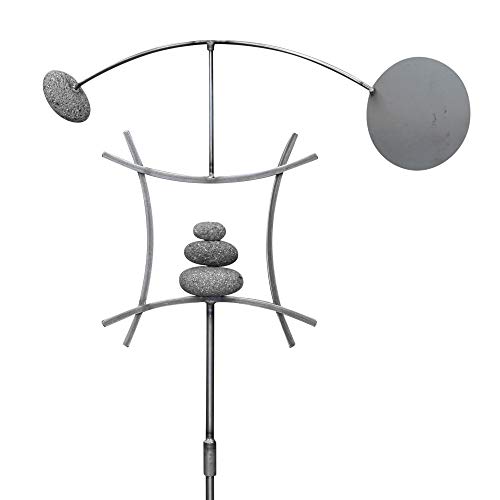 AURA LIFE Zen Garden Spinner Kinetic Wind Sculpture | Balanced Arch Yard Decor with Rock Cairn and Stake | Relaxing Metal Art Wi