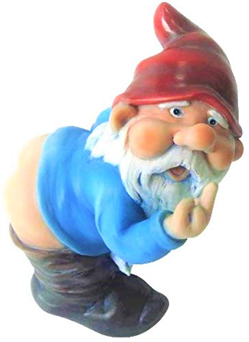 Funny Guy Mugs Garden Gnome Statue - Mooning Gnome - Indoor/Outdoor Garden Gnome Sculpture for Patio, Yard or Lawn