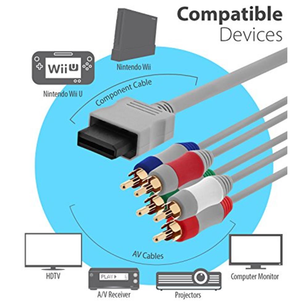 Fosmon Component HD AV Cable to HDTV-EDTV (High Definition 480p) Compatible with Nintendo Wii and Wii U
