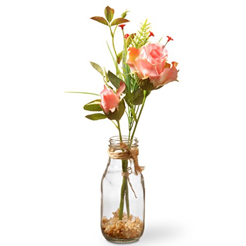 National Tree Compan National Target Company National Tree NF36-1285-1 Pink Rose Arrangement in Glass Vase