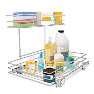 Pull Out Cabinet Organizer, Tksrn Kitchen Under Sink Slide Out Storage  Shelf with 2 Tier Sliding Wire Drawer - 12.6W x 16.5D x 1