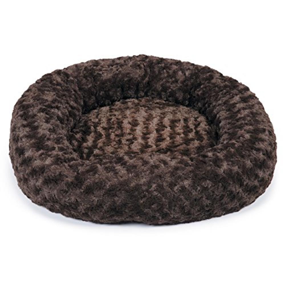 Slumber Pet Swirl Plush Donut Beds - Soft and Cozy Donut-Shaped Beds for Dogs and Cats - Medium, 24", Chocolate