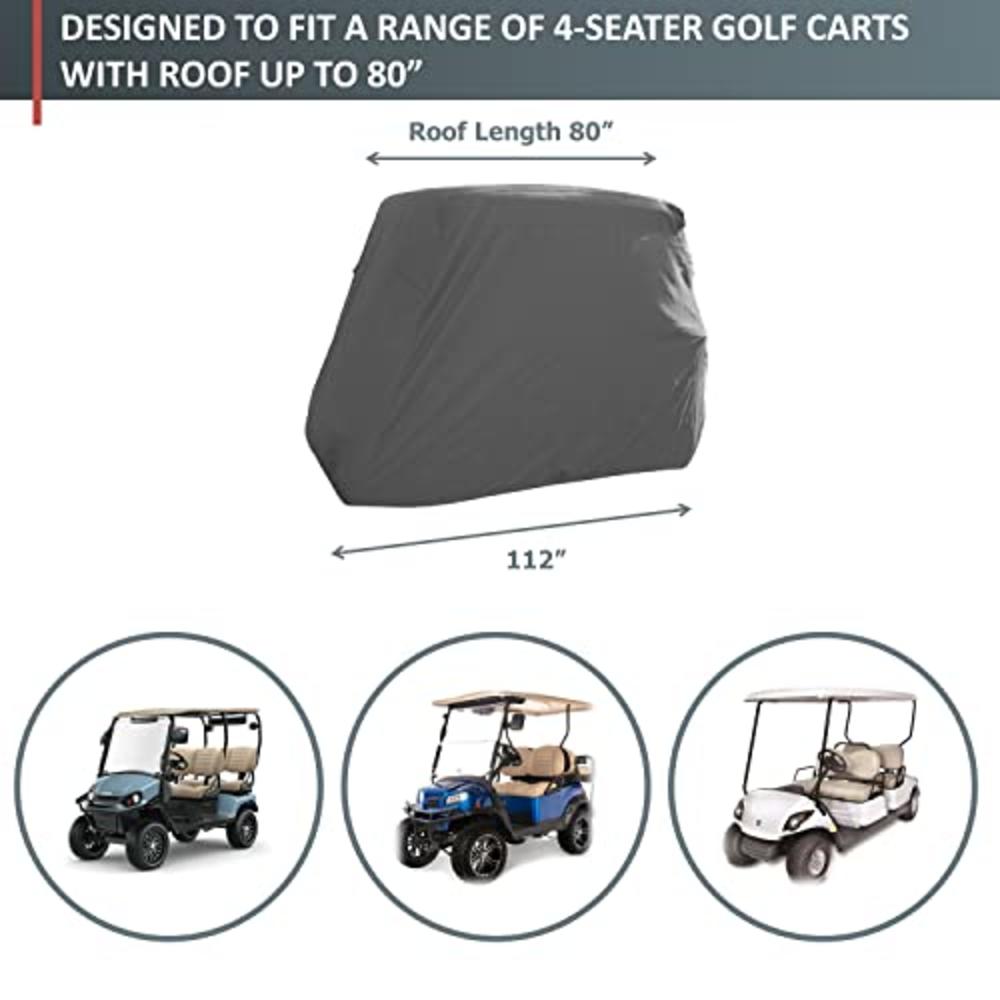 Formosa Covers Deluxe 4 Seater Golf Cart Cover roof 80" L Grey, Fits E Z GO, Club Car and Yamaha G Model - Fits GEM e2