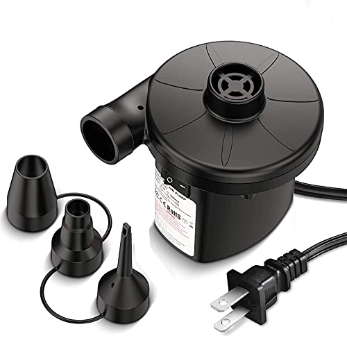 BUYMAX Electric Air Pump for Pool Inflatables Air Mattress Air Bed, 110V Ac Boat Pool Raft Inflatable Pump with 3 Nozzles (130w)