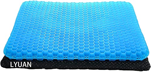 LYUANEc gel Seat cushion 19 Inch Large, Double Thicken Layer, Relief  Tailbone Pressure, Breathable Honeycomb Design gel cushion with Was