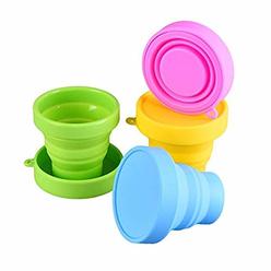 Guissi collapsible cup compact Silicone, Reusable Food grade Folding Mug with Lids, Expandable Retractable Drinking Set, Portable, Pock