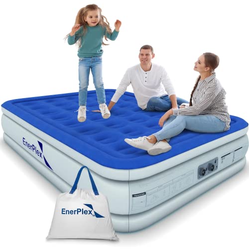 EnerPlex Queen Air Mattress with Built-in Pump - 16 Inch Double Height Inflatable Mattress for camping, Home & Portable Travel -