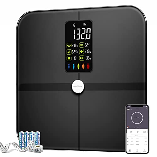 Posture Body Fat Scale, Posture Extra Large Display Digital Bathroom Wireless Weight Scale composition Analyzer with Heart Rate Heart In