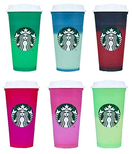 Starbucks Holiday 2021 Limited color changing Reusable Hot cups with Lids - Set of 6