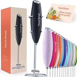 peach street Powerful Handheld Milk Frother, Mini Milk Foamer, Battery Operated (Not included) Stainless Steel Drink Mixer with Frother Stand