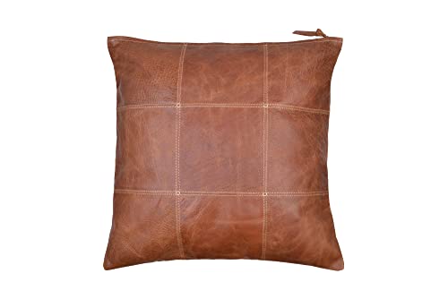 Walbrook Brown Leather Pillow cover - Real Leather Throw Pillow covers 18x18, Leather Decorative Pillow covers, Leather cushion 