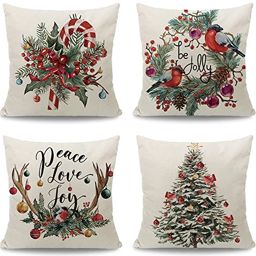 cirzone christmas Throw Pillow covers christmas Outdoor Pillow covers cotton Linen christmas Pillow covers 18x18 christmas Decor