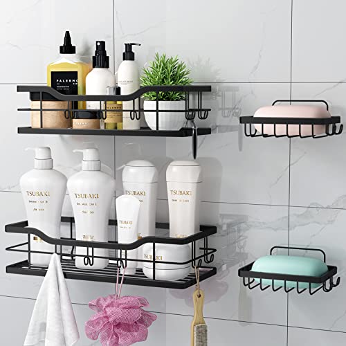 4-Pack Shower Caddy Shelves Organizer with Soap Dish Holder No