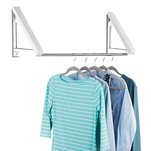 mDesign Expandable Metal Wall Mount clothes Air Drying Rack - for Indoor Air Drying and Hanging clothing, Towels, Lingerie, Hosi