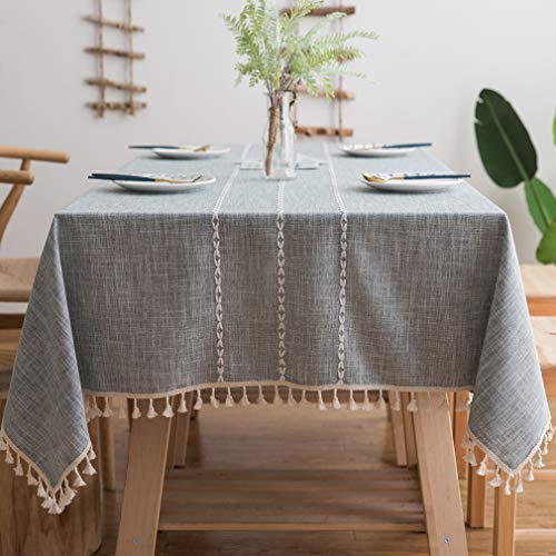 Pahajim Linen Rectangle Tablecloth Table cloth Heavy Weight cotton Linen Dust-Proof Table cover for Party Table cover Kitchen Di