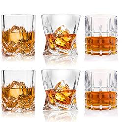 Deecoo Whiskey Glasses-Premium 10, 11 OZ Scotch Glasses Set of 6 /Old Fashioned Whiskey Glasses/Style Glassware for Bourbon/Rum