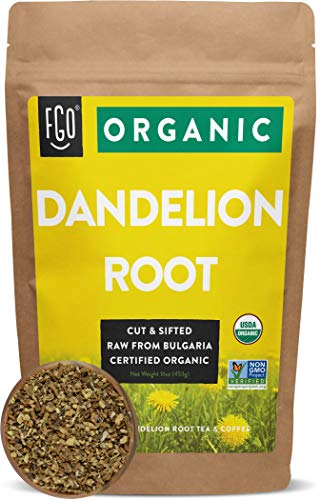 FGO Organic Dandelion Root  Loose Tea (200+ cups)  16oz453g Resealable Kraft Bag  From Bulgaria  by FgO