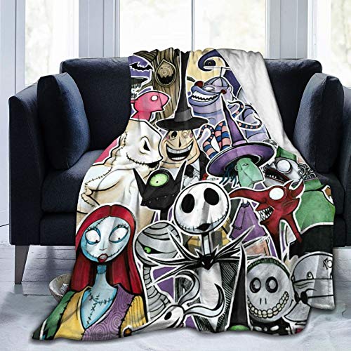 Warce Glosen Nightmare Before christmas Blanket Soft Jack Skellington & Sally Throw Blankets for couch Bed Living Room Sofa 50 x40