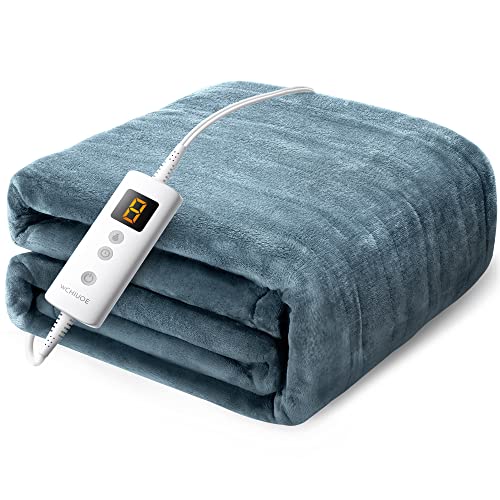 Wchiuoe Heated Blanket, 62x84 10 Heating Levels u0026 2-10H Auto Off Electric  Blanket, Machine Washable Soft Flannel Fast Heating Bl