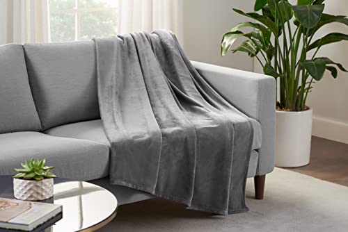 SERTA cozy Plush Thick Fuzzy Soft Throw Blanket for Bed and couch, 60 in x 80 in, grey