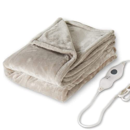 Tefici Electric Heated Blanket Throw with 3 Heating Levels u0026 4 Hours Auto  Off,Super cozy Soft Heated Throw with Fast Heating and