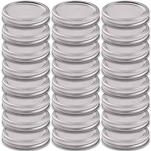 Newk 24 Sets Wide Mouth Mason Jar Lids and Bands, Reuseable Metal Mason Jar canning with Silicone gasket Lids Fits Ball, Kerr & 