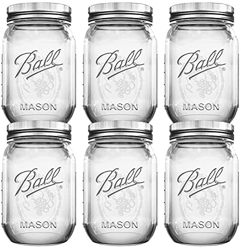 BHL JARS Ball Mason Jars 16 oz Bundle with Non Slip Jar Opener brand BHL Jars Set of 6 - 16 Ounce Size Mason Jars with Regular Mouth - ca
