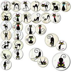 M MORCART cat Butt Magnets, Meme Magnets Imanes para Refrigerador with crystal clear Surface, 30 Pack Black cat Fridge Magnets for Kids, L