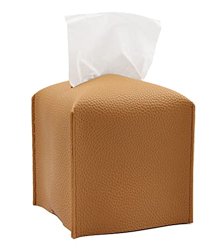 Livelab Tissue Box cover, Square Decorative PU Leather Tissue Box Holder Modern Tissue case Facial Paper Organizer Dispenser for