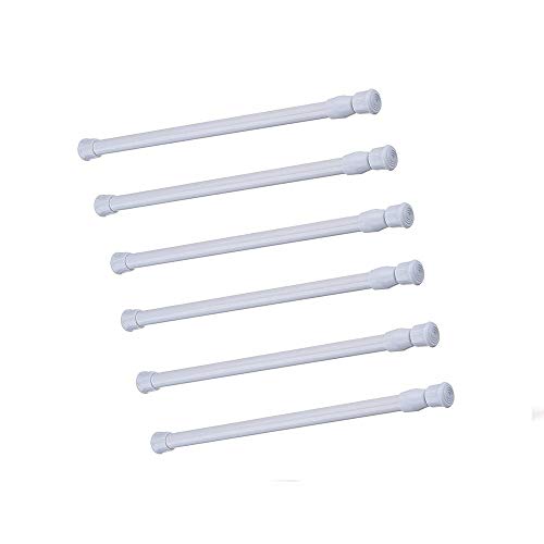 qinsou cupboard Bars Tension Rods, 6 Pack 118-20 Inches Spring Tensions Rods Steel Adjustable Tension curtain Rod Shower Rod closet Rod