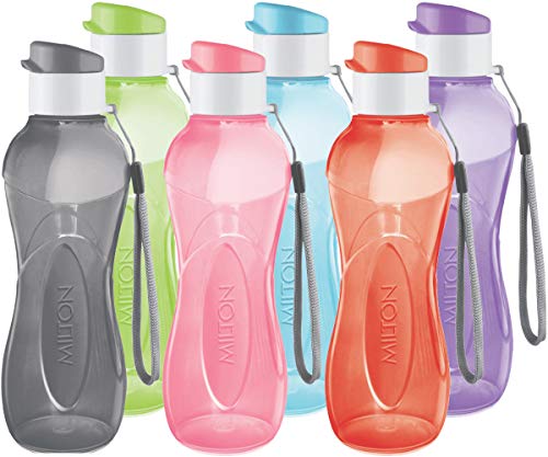 MILTON Water Bottle Kids Reusable Leakproof 12 Oz Plastic Wide Mouth Large Big Drink Bottle BPA & Leak Free with Handle Strap ca