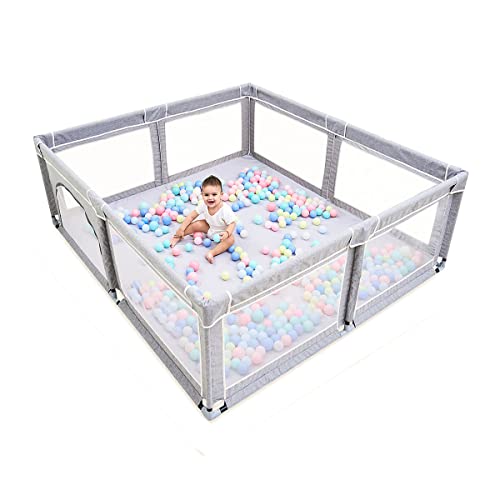 LIAMST Small Baby Playpen, 50*50inch Playpens for Babies, Playpen for Toddlers,Kids Safety Play center Yard with gate, Sturdy Safety Ba