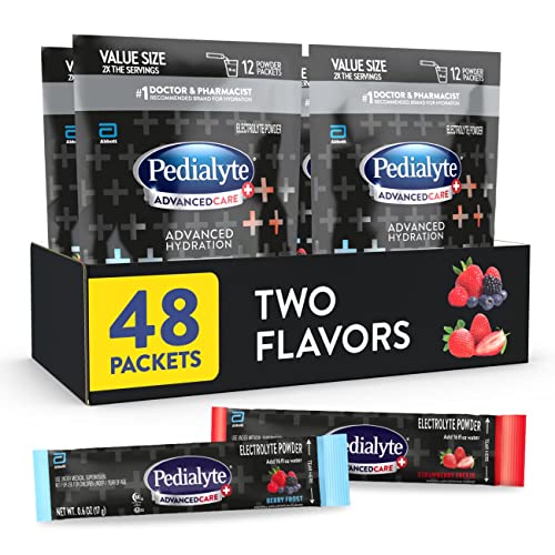 Pedialyte Advancedcare Plus Electrolyte Powder, Strawberry Freeze And Berry Frost, Has PreActiv Prebiotics, Electrolyte Drink, 0