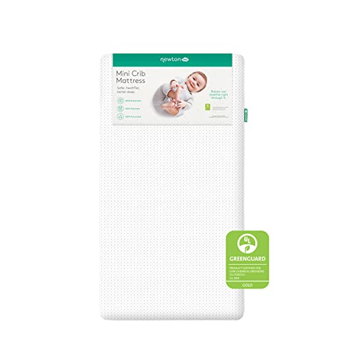 Newton Baby Mini crib Mattress 24 x 38 - 100% Breathable Proven to Reduce Suffocation Risk, 100% Washable - Removable cover Incl
