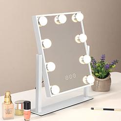 Nusvan Vanity Mirror with Lights,Makeup Mirror with Lights with 9 Dimmable LED Bulbs, 3 color Lighting Modes Detachable 10X Magn