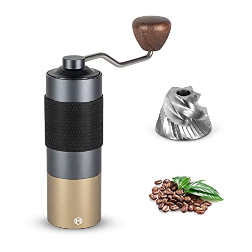 HEIHOX Manual coffee grinder - HEIHOX Hand coffee grinder with Adjustable conical Stainless Steel Burr Mill, capacity 30g Portable Mill