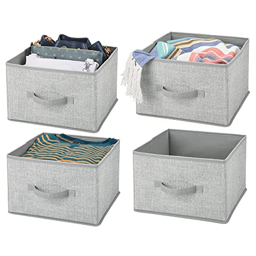 mDesign Soft Fabric closet Storage Organizer Holder cube Bin Box, Open Top, Front Handle for closet, Bedroom, Bathroom, Entryway