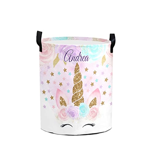 SunFancy Unicorn Floral Star Personalized Laundry Basket clothes Hamper with Handles Waterproof,custom collapsible Laundry Stora