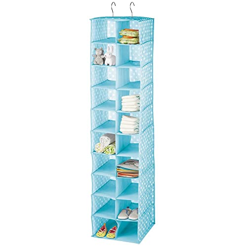 mDesign Soft Fabric Over closet Rod Hanging Storage Organizer with 20  Shelves for Baby Room or Nursery - Tiered Hanging Organize