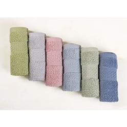 Cleanbear Pure Cotton Wash Cloths Face Cloths, 6 Colors per Set, 13 x 13 Inches (Light Blue, Jade Green, Light Green, Grey,