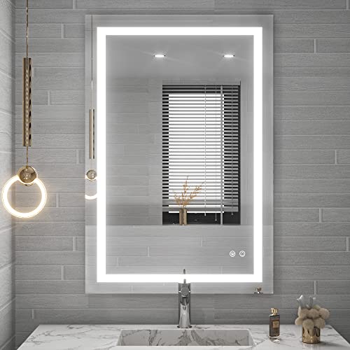 TETOTE 36 x 24 LED Bathroom Mirror LED Mirror Bathroom Decor Vanity Makeup Mirror Dimmable Anti-Fog Wall Mounted Bathroom Mirror