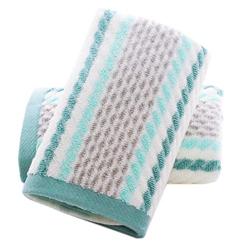Pidada Hand Towels Set of 2 Striped Pattern 100% cotton Soft Absorbent  Towel for Bathroom 134 x 295 Inch (green)