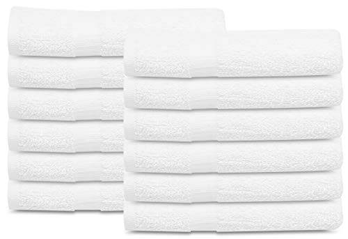 gold textiles 12 Pcs New White (20x40 Inches) cotton Blend Terry Bath Towels Salongym Towels Light Weight Fast Drying