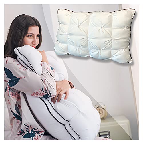 YINgAVERSAI Pillows for Side Sleepers, Adjustable Height Bed Pillow for Neck Pain, Soft Like Down Pillow, Queen Size White Hotel Fluffy Bed 