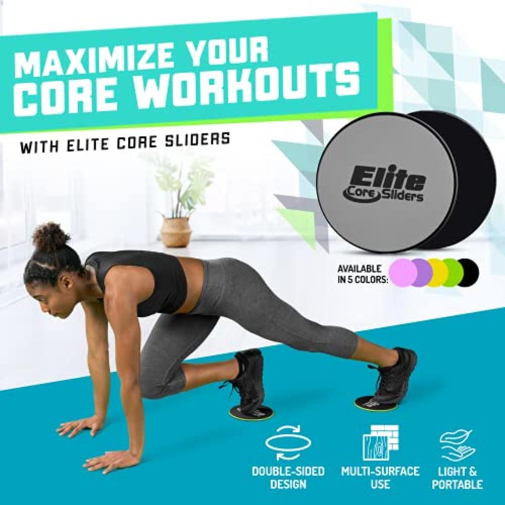 Elite Sportz Equipme Elite Sportz Sliders for Working Out, 2 Dual Sided Gliding Discs for Exercise on Carpet & Hardwood Floors, Compact Core Gliders 